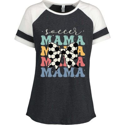 Soccer Mama Retro Groovy Soccer Softball Mom Enza Ladies Jersey Colorblock Tee