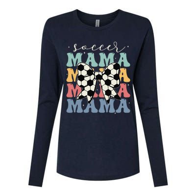 Soccer Mama Retro Groovy Soccer Softball Mom Womens Cotton Relaxed Long Sleeve T-Shirt