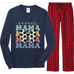 Soccer Mama Retro Groovy Soccer Softball Mom Long Sleeve Pajama Set