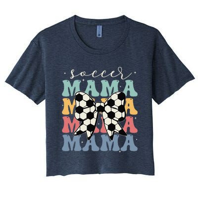 Soccer Mama Retro Groovy Soccer Softball Mom Women's Crop Top Tee