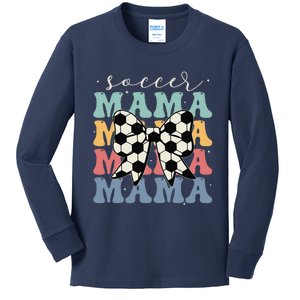 Soccer Mama Retro Groovy Soccer Softball Mom Kids Long Sleeve Shirt