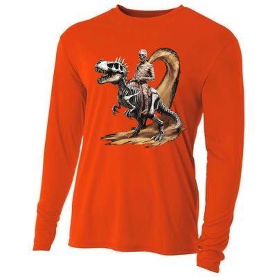 Scary Mummy Riding A Skeleton Dinosaur Cool Wicked Meaningful Gift Cooling Performance Long Sleeve Crew