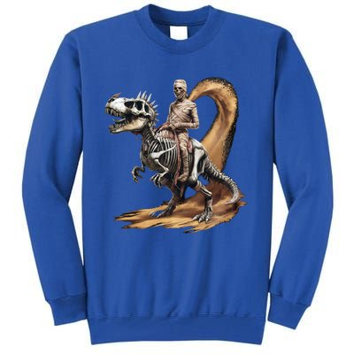 Scary Mummy Riding A Skeleton Dinosaur Cool Wicked Meaningful Gift Tall Sweatshirt