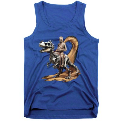 Scary Mummy Riding A Skeleton Dinosaur Cool Wicked Meaningful Gift Tank Top