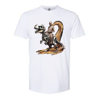 Scary Mummy Riding A Skeleton Dinosaur Cool Wicked Meaningful Gift Softstyle CVC T-Shirt