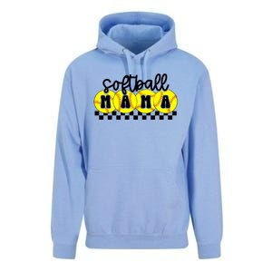 Softball Mama Retro Checkered Mama Unisex Surf Hoodie