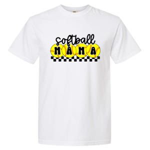 Softball Mama Retro Checkered Mama Garment-Dyed Heavyweight T-Shirt