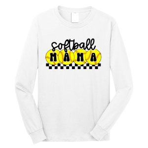 Softball Mama Retro Checkered Mama Long Sleeve Shirt