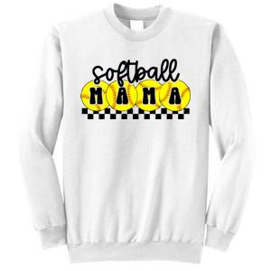 Softball Mama Retro Checkered Mama Sweatshirt