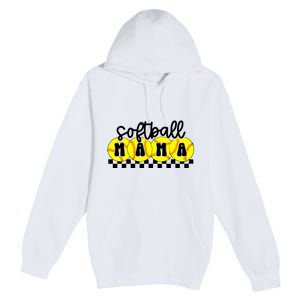 Softball Mama Retro Checkered Mama Premium Pullover Hoodie