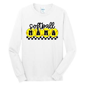 Softball Mama Retro Checkered Mama Tall Long Sleeve T-Shirt