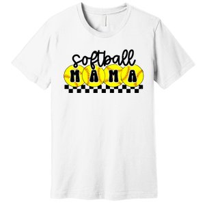 Softball Mama Retro Checkered Mama Premium T-Shirt