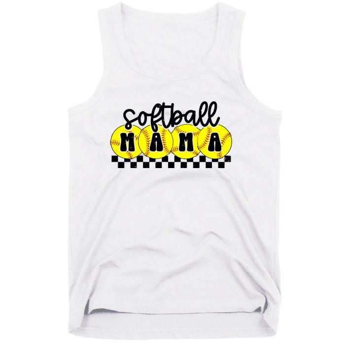 Softball Mama Retro Checkered Mama Tank Top