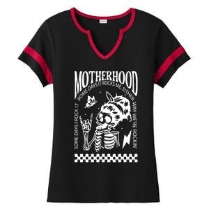 Skeleton Mom Rocking Motherhood Some Days I Rock It Gift Ladies Halftime Notch Neck Tee