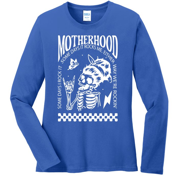 Skeleton Mom Rocking Motherhood Some Days I Rock It Gift Ladies Long Sleeve Shirt