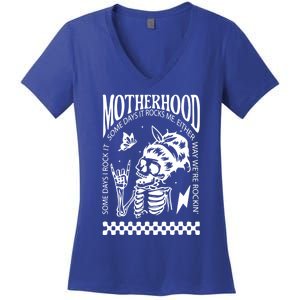 Skeleton Mom Rocking Motherhood Some Days I Rock It Gift Women's V-Neck T-Shirt