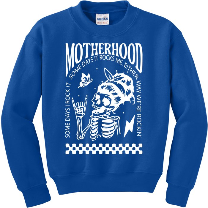 Skeleton Mom Rocking Motherhood Some Days I Rock It Gift Kids Sweatshirt