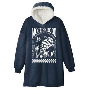 Skeleton Mom Rocking Motherhood Some Days I Rock It Gift Hooded Wearable Blanket