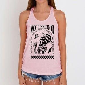 Skeleton Mom Rocking Motherhood Some Days I Rock It Gift Women's Knotted Racerback Tank