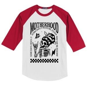 Skeleton Mom Rocking Motherhood Some Days I Rock It Gift Kids Colorblock Raglan Jersey