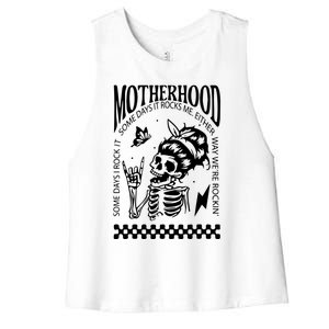 Skeleton Mom Rocking Motherhood Some Days I Rock It Gift Women's Racerback Cropped Tank