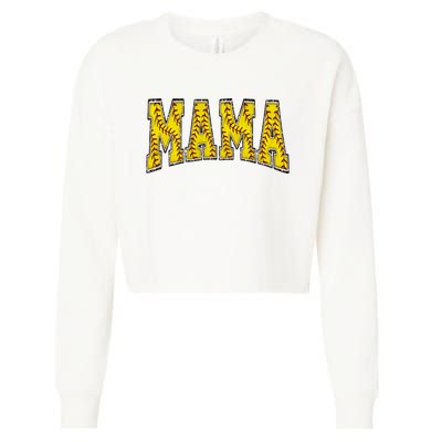 Softball Mama Retro Mothers Day Cropped Pullover Crew