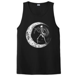 Skeleton Moon Rock And Roll Musician Guitar Lover Halloween Great Gift PosiCharge Competitor Tank