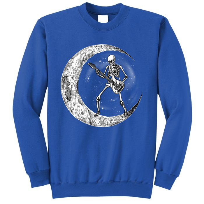 Skeleton Moon Rock And Roll Musician Guitar Lover Halloween Great Gift Sweatshirt