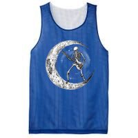 Skeleton Moon Rock And Roll Musician Guitar Lover Halloween Great Gift Mesh Reversible Basketball Jersey Tank