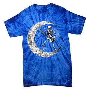 Skeleton Moon Rock And Roll Musician Guitar Lover Halloween Great Gift Tie-Dye T-Shirt