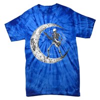 Skeleton Moon Rock And Roll Musician Guitar Lover Halloween Great Gift Tie-Dye T-Shirt