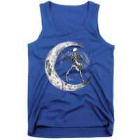 Skeleton Moon Rock And Roll Musician Guitar Lover Halloween Great Gift Tank Top