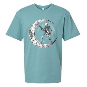 Skeleton Moon Rock And Roll Musician Guitar Lover Halloween Great Gift Sueded Cloud Jersey T-Shirt