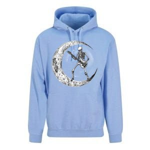 Skeleton Moon Rock And Roll Musician Guitar Lover Halloween Great Gift Unisex Surf Hoodie