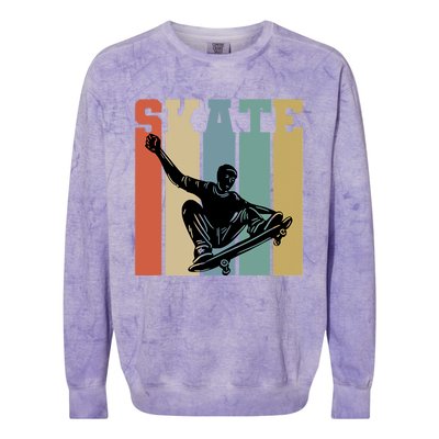 Skateboarding Man Retro Skate Hobby Sport Lover Skater Gift Colorblast Crewneck Sweatshirt