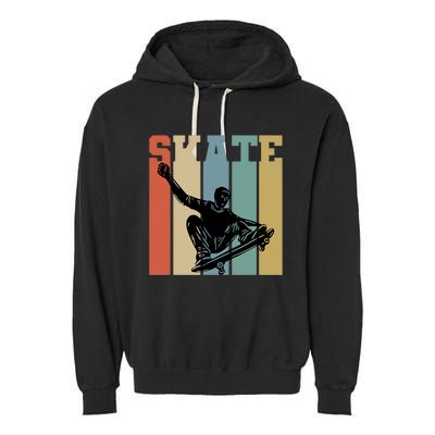 Skateboarding Man Retro Skate Hobby Sport Lover Skater Gift Garment-Dyed Fleece Hoodie