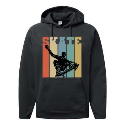 Skateboarding Man Retro Skate Hobby Sport Lover Skater Gift Performance Fleece Hoodie