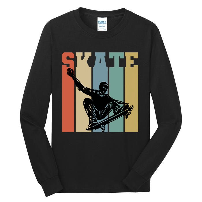 Skateboarding Man Retro Skate Hobby Sport Lover Skater Gift Tall Long Sleeve T-Shirt