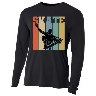 Skateboarding Man Retro Skate Hobby Sport Lover Skater Gift Cooling Performance Long Sleeve Crew