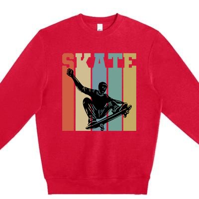 Skateboarding Man Retro Skate Hobby Sport Lover Skater Gift Premium Crewneck Sweatshirt