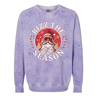 Santa Merry Rizz Mas Middle School Christmas Rizz The Season Colorblast Crewneck Sweatshirt