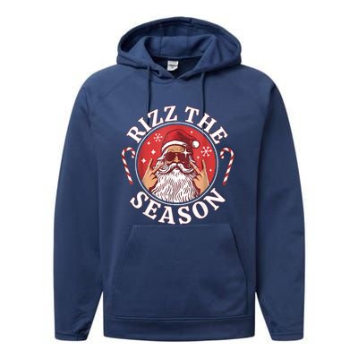 Santa Merry Rizz Mas Middle School Christmas Rizz The Season Performance Fleece Hoodie