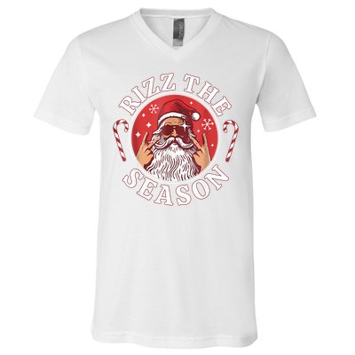 Santa Merry Rizz Mas Middle School Christmas Rizz The Season V-Neck T-Shirt