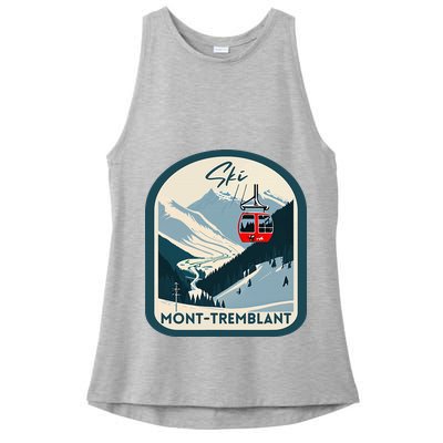 Ski Monttremblant Retro Vintage Style Monttremblant Skiing Ladies PosiCharge Tri-Blend Wicking Tank