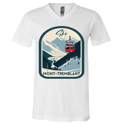 Ski Monttremblant Retro Vintage Style Monttremblant Skiing V-Neck T-Shirt