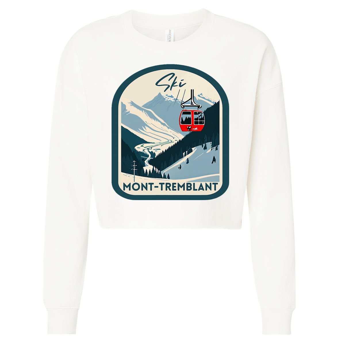 Ski Monttremblant Retro Vintage Style Monttremblant Skiing Cropped Pullover Crew