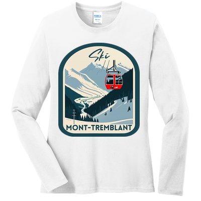 Ski Monttremblant Retro Vintage Style Monttremblant Skiing Ladies Long Sleeve Shirt