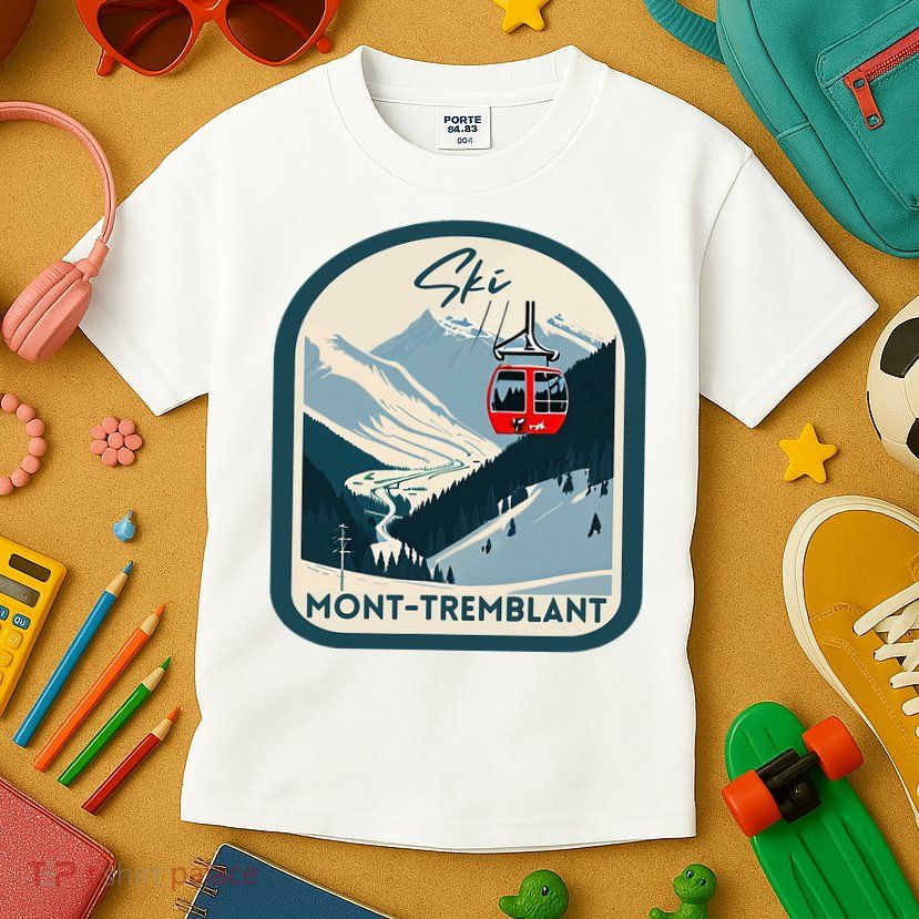 Ski Monttremblant Retro Vintage Style Monttremblant Skiing Kids T-Shirt
