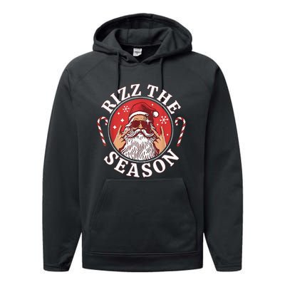 Santa Merry Rizz Mas Middle School Christmas Rizz The Season Performance Fleece Hoodie