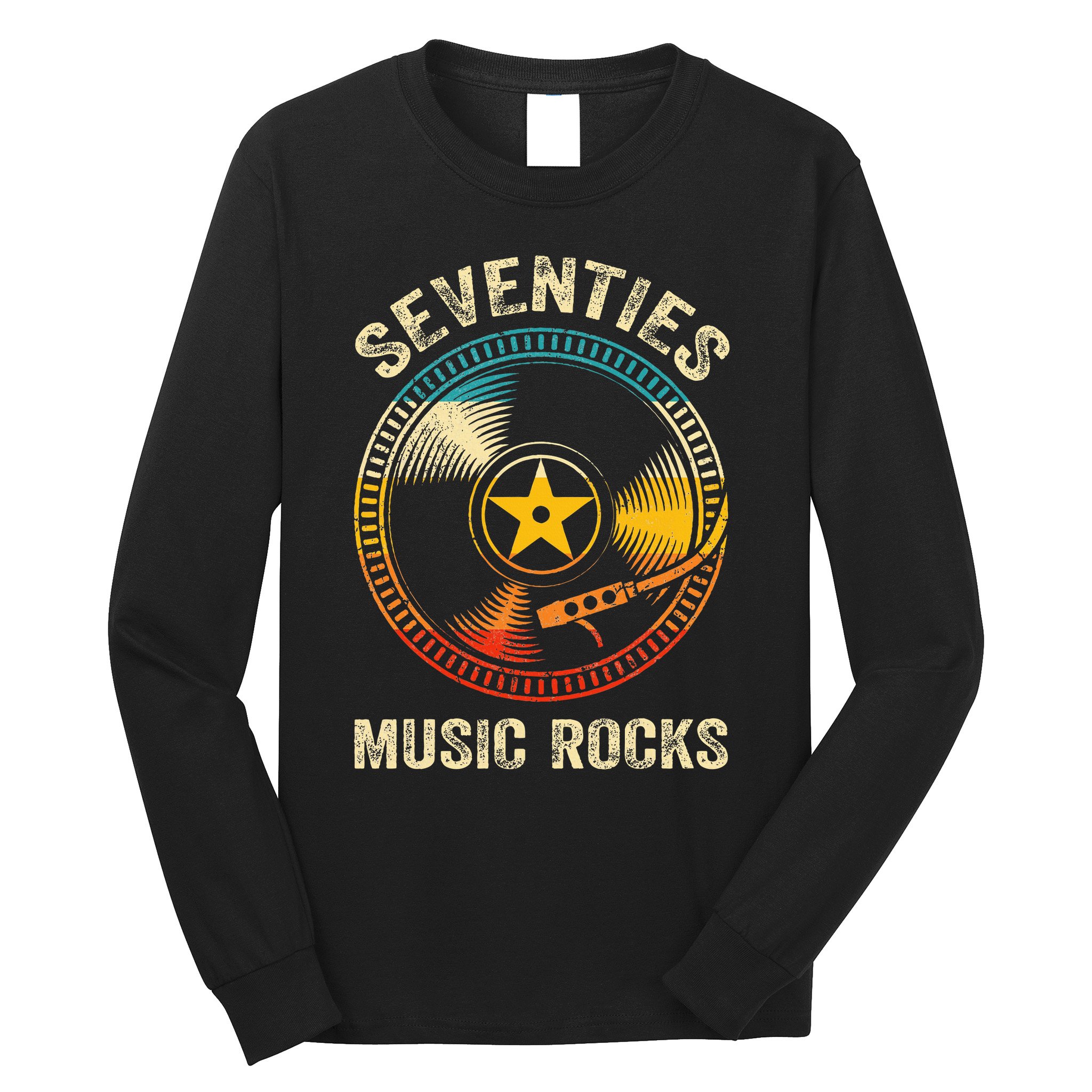 Seventies Music Rocks Retro 70´S Vintage Vinyl Records Long Sleeve Shirt